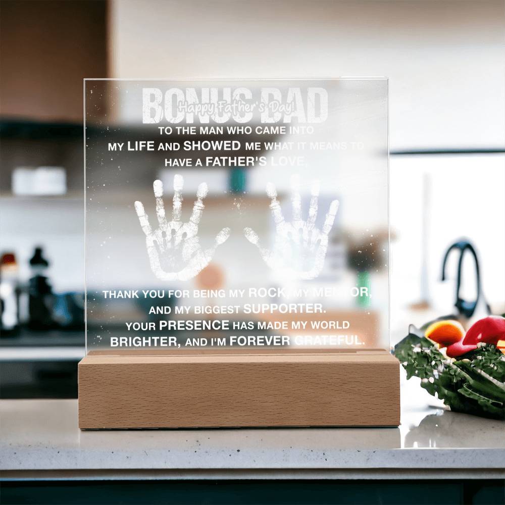 Bonus Dad My Rock and Mentor Father's Day Acrylic Square Plaque