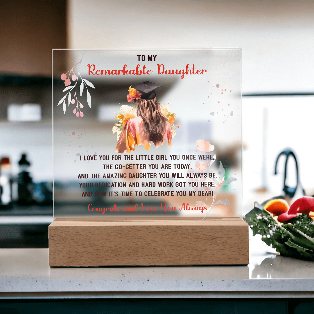 Remarkable Daughter Graduation Congratulations Acrylic Square Plaque