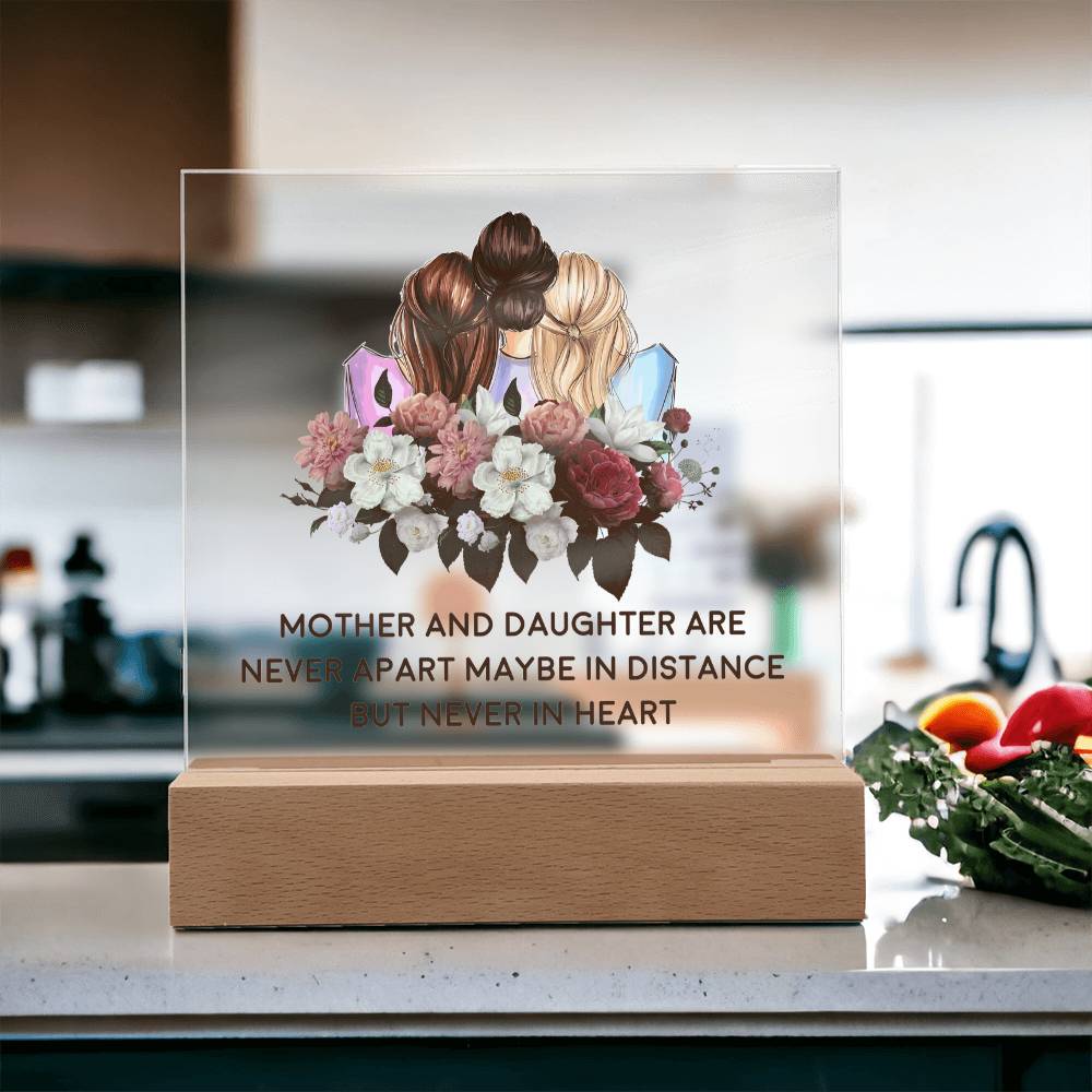 Mother and Daughter Never Apart Floral Acrylic Square Plaque