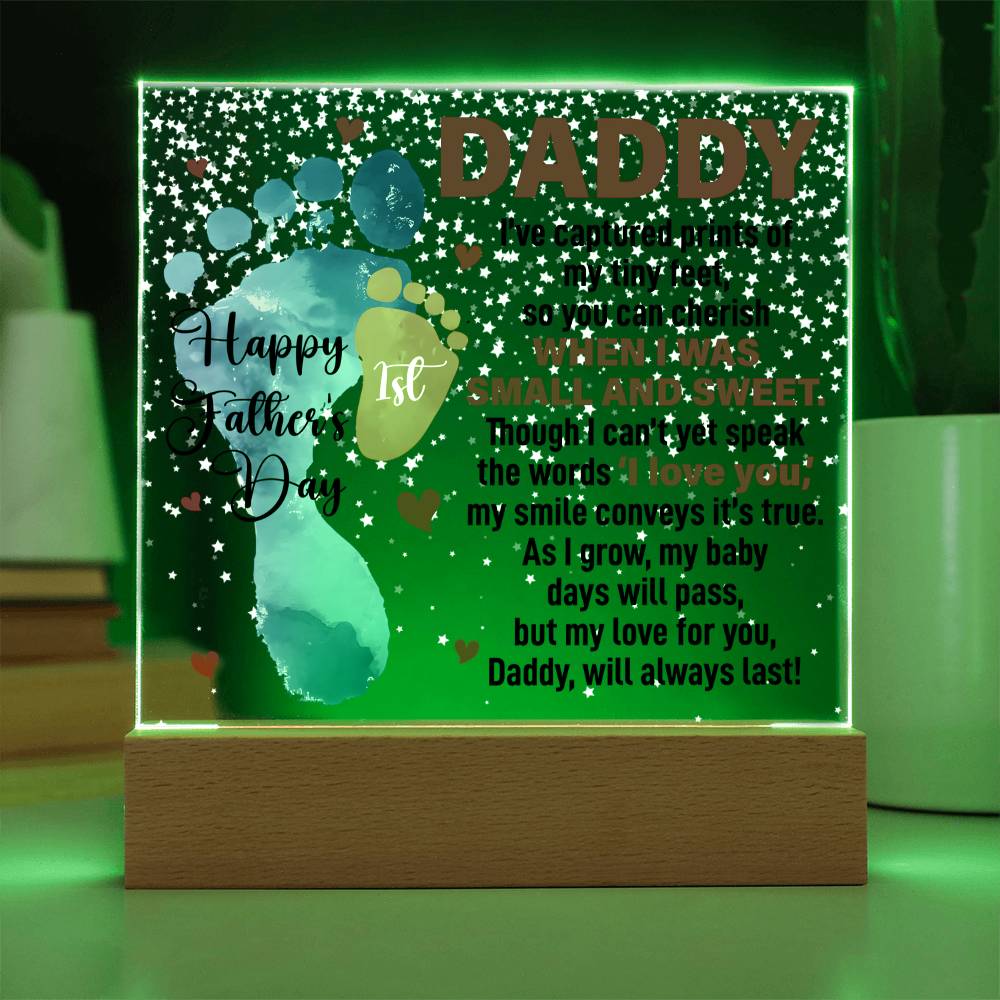 Daddy Tiny Feet Happy Father's Day Acrylic Square Plaque