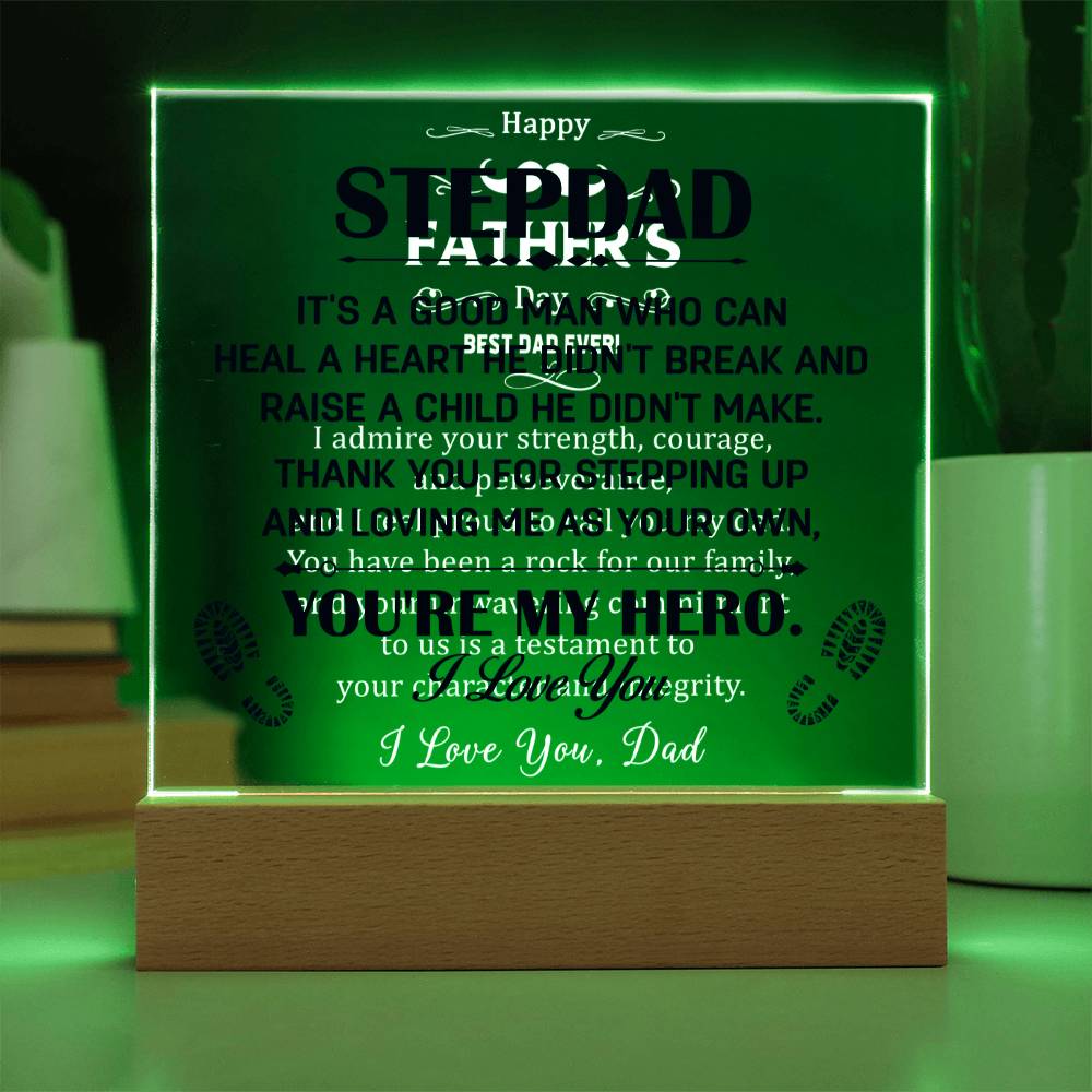 Stepdad You're My Hero Acrylic Square Plaque