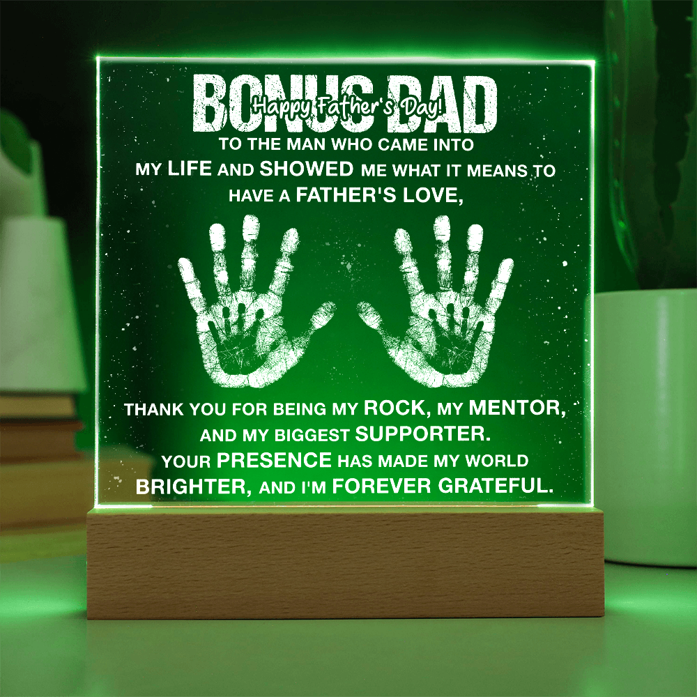 Bonus Dad My Rock and Mentor Father's Day Acrylic Square Plaque