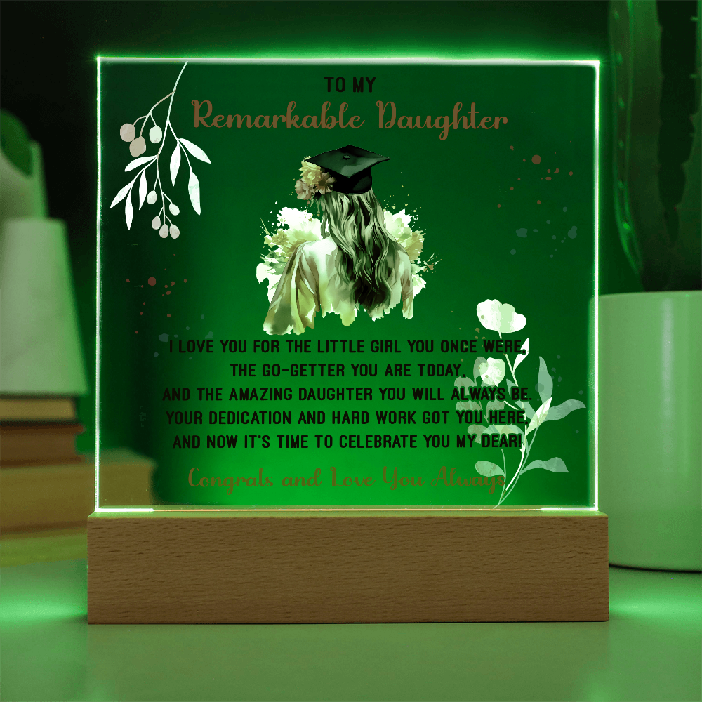 Remarkable Daughter Graduation Congratulations Acrylic Square Plaque