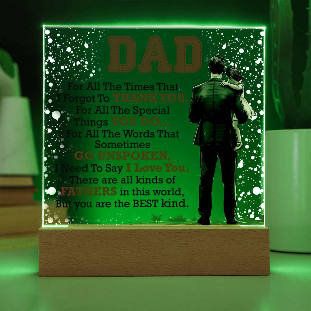 Dad Thank You for All You Do Acrylic Square Plaque