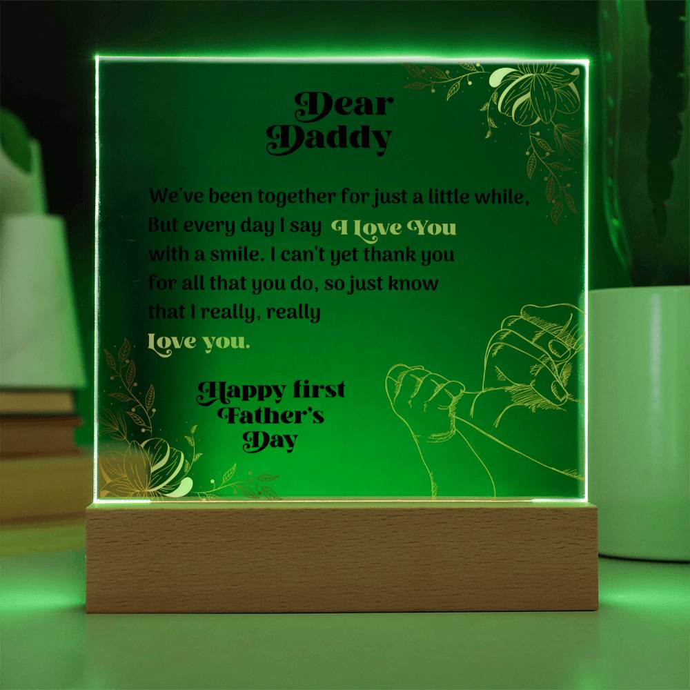 Dear Daddy Happy First Father's Day Acrylic Square Plaque