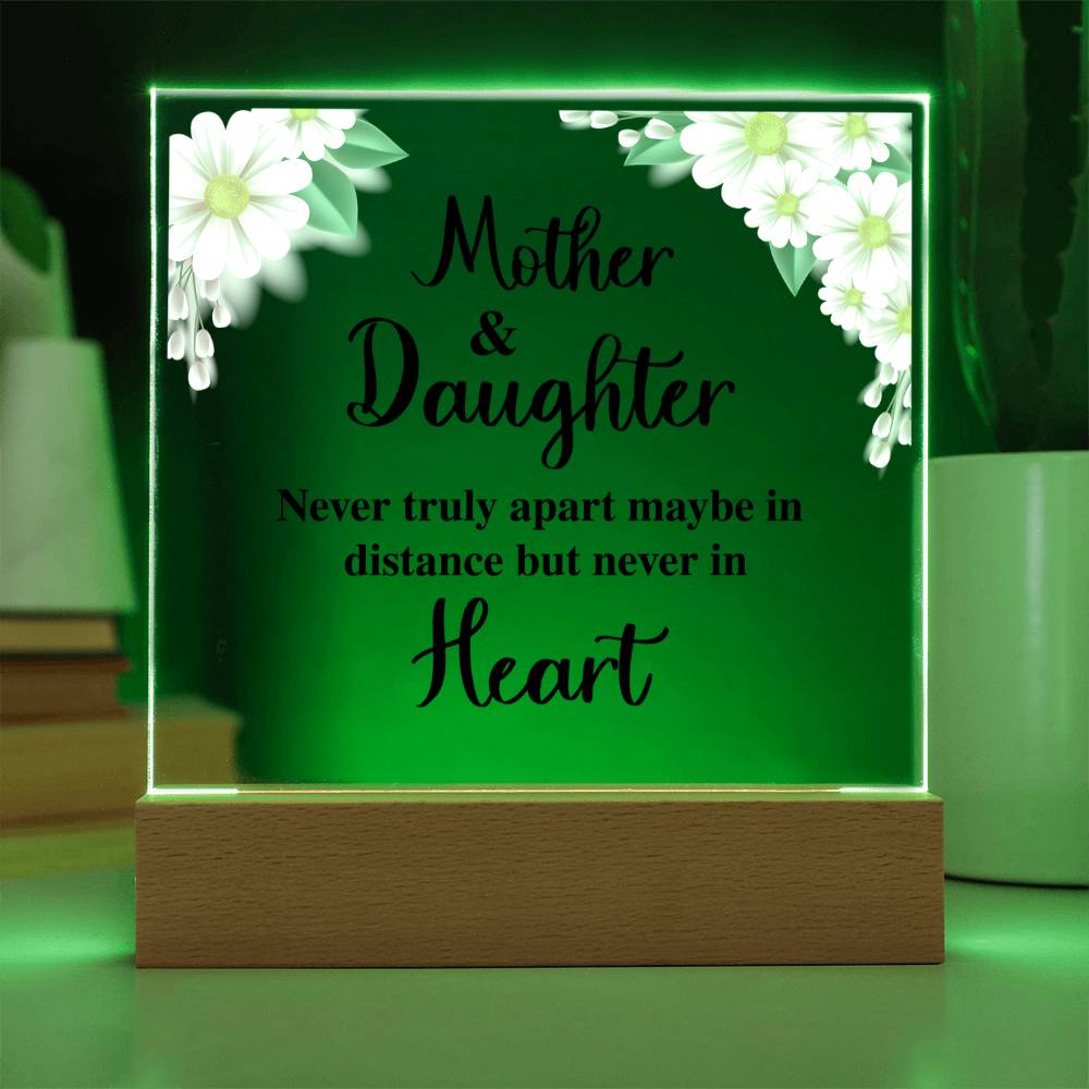 Mother and Daughter Never Truly Apart Floral Acrylic Square Plaque