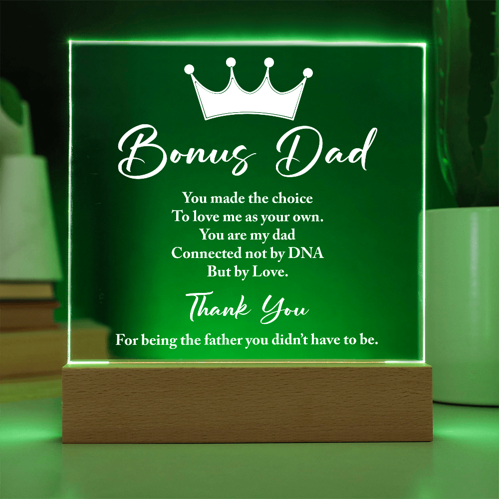 Bonus Dad Connected by Love Not DNA Acrylic Square Plaque
