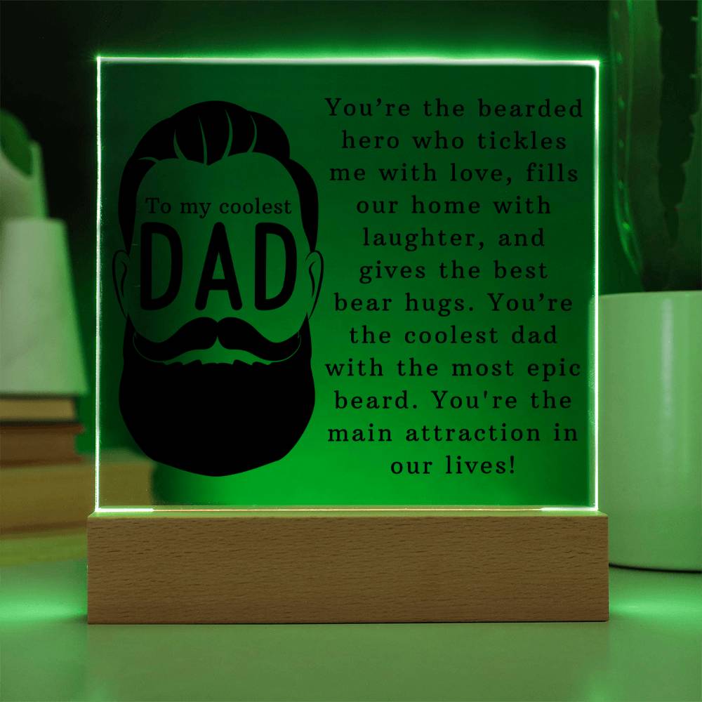 Coolest Bearded Dad Ever Acrylic Square Plaque