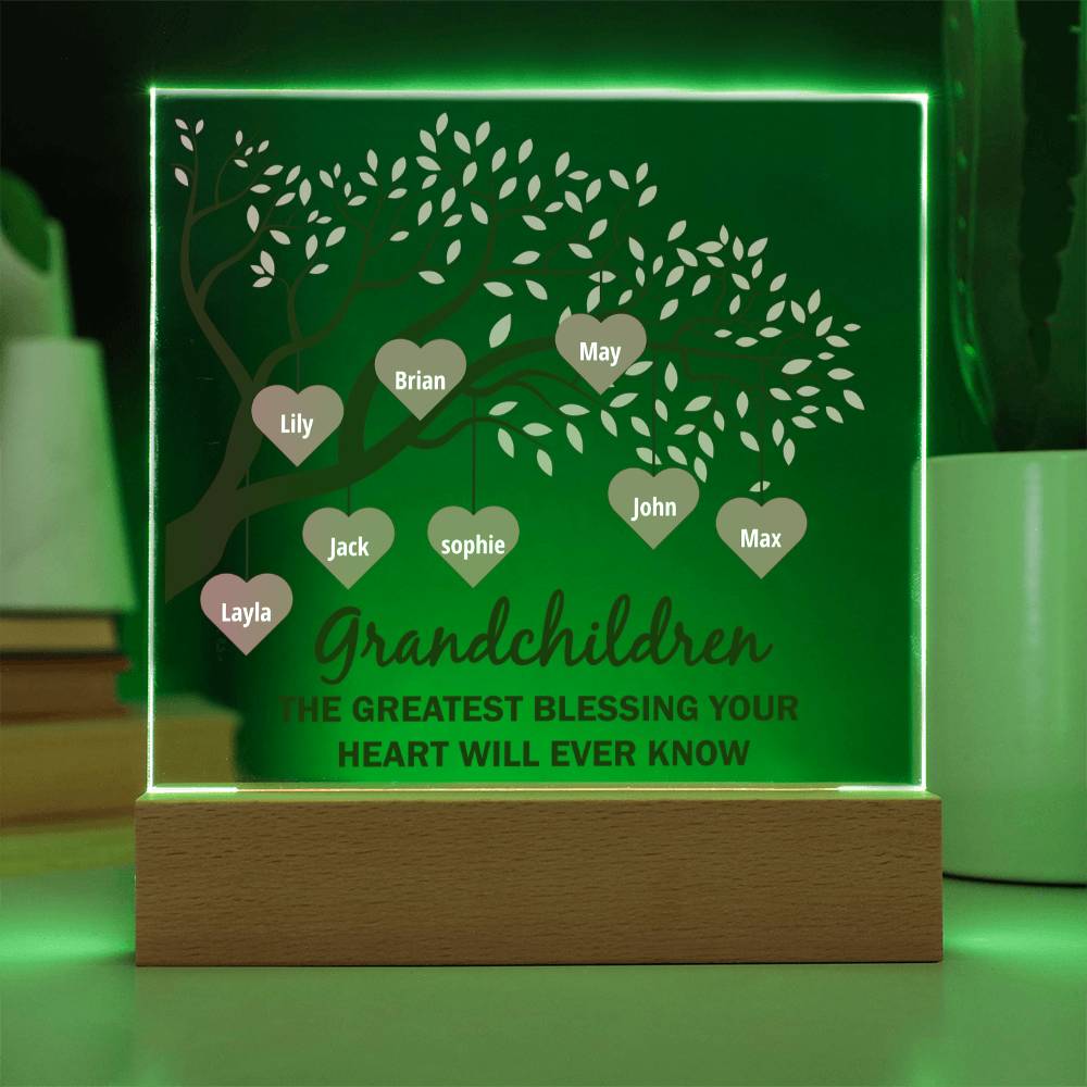 Grandchildren Greatest Blessing Personalised Acrylic Square Plaque