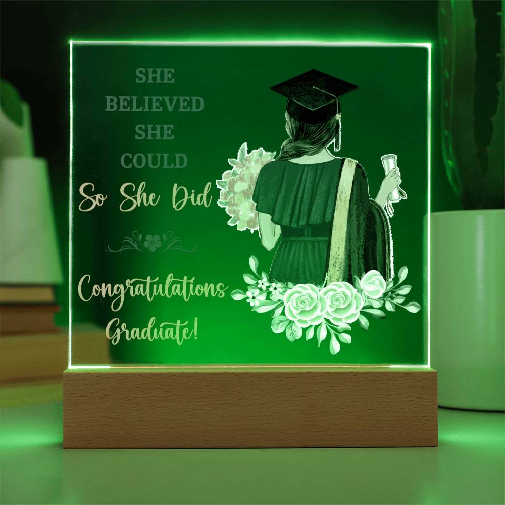 She Believed She Could Graduation Acrylic Square Plaque