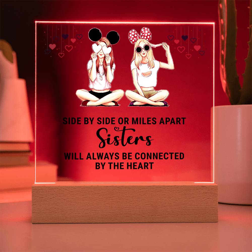 Sisters Side by Side or Miles Apart Acrylic Square Plaque