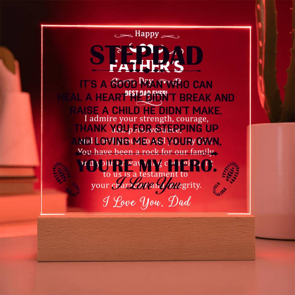 Stepdad You're My Hero Acrylic Square Plaque