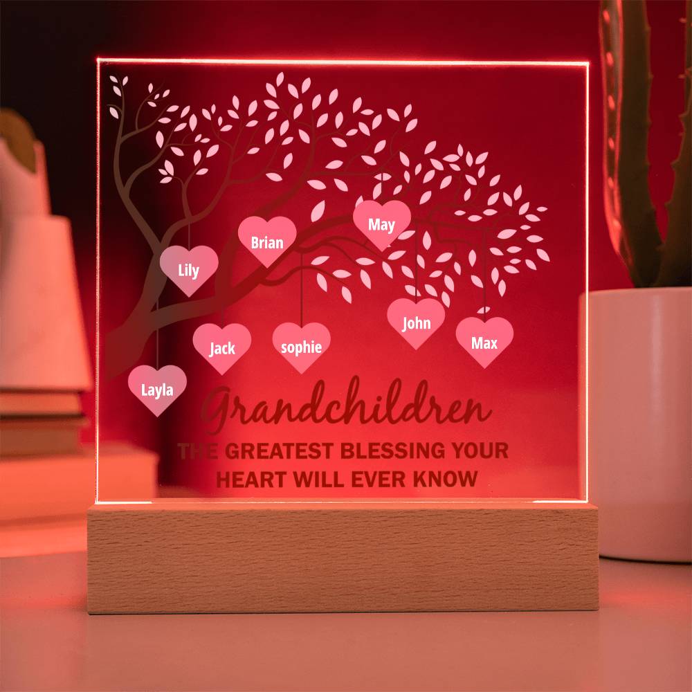 Grandchildren Greatest Blessing Personalised Acrylic Square Plaque