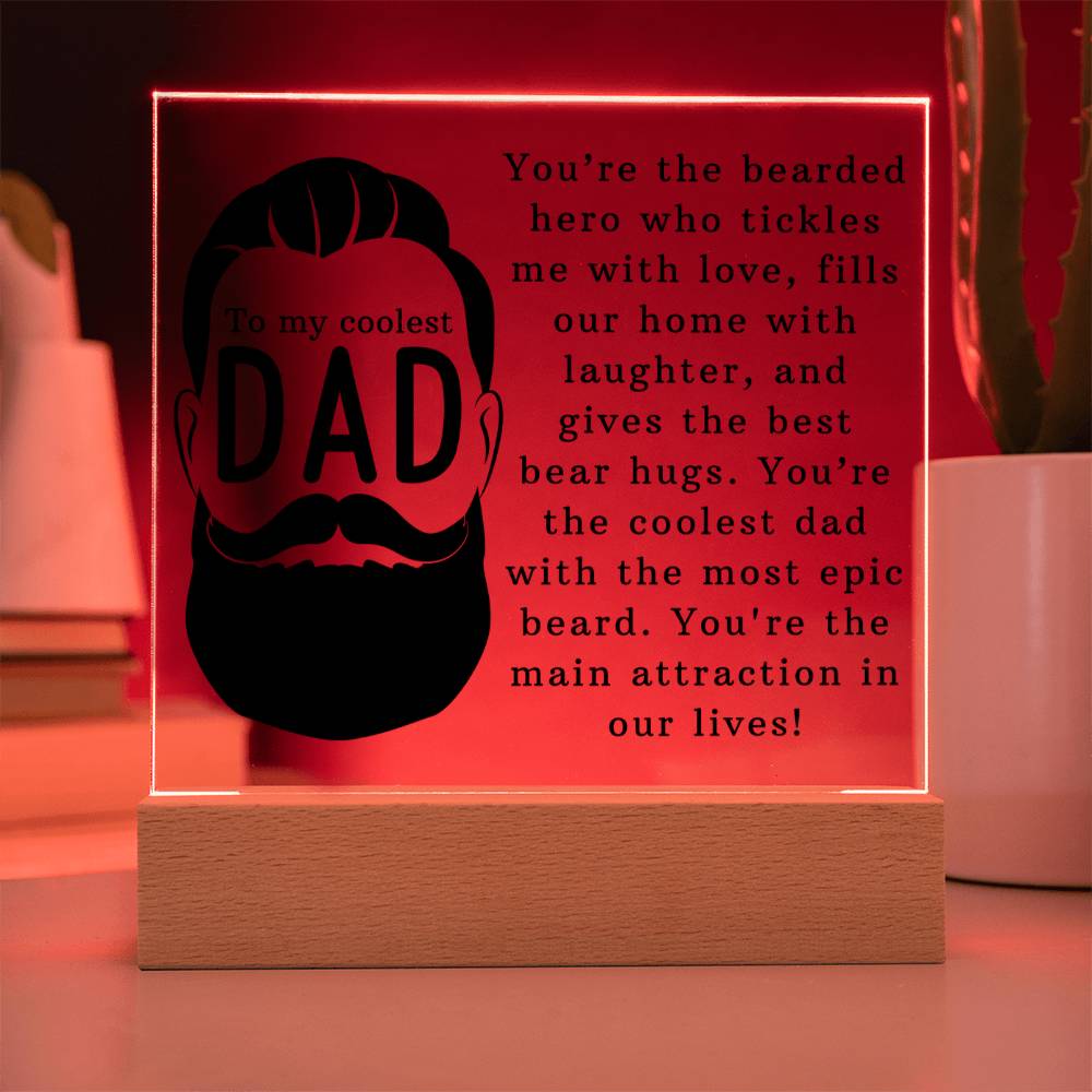 Coolest Bearded Dad Ever Acrylic Square Plaque