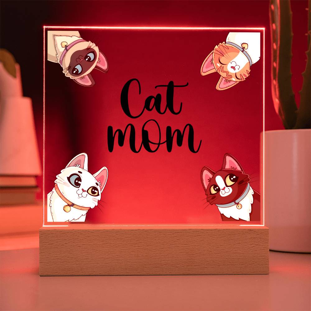 Cat Mum Acrylic Square Plaque