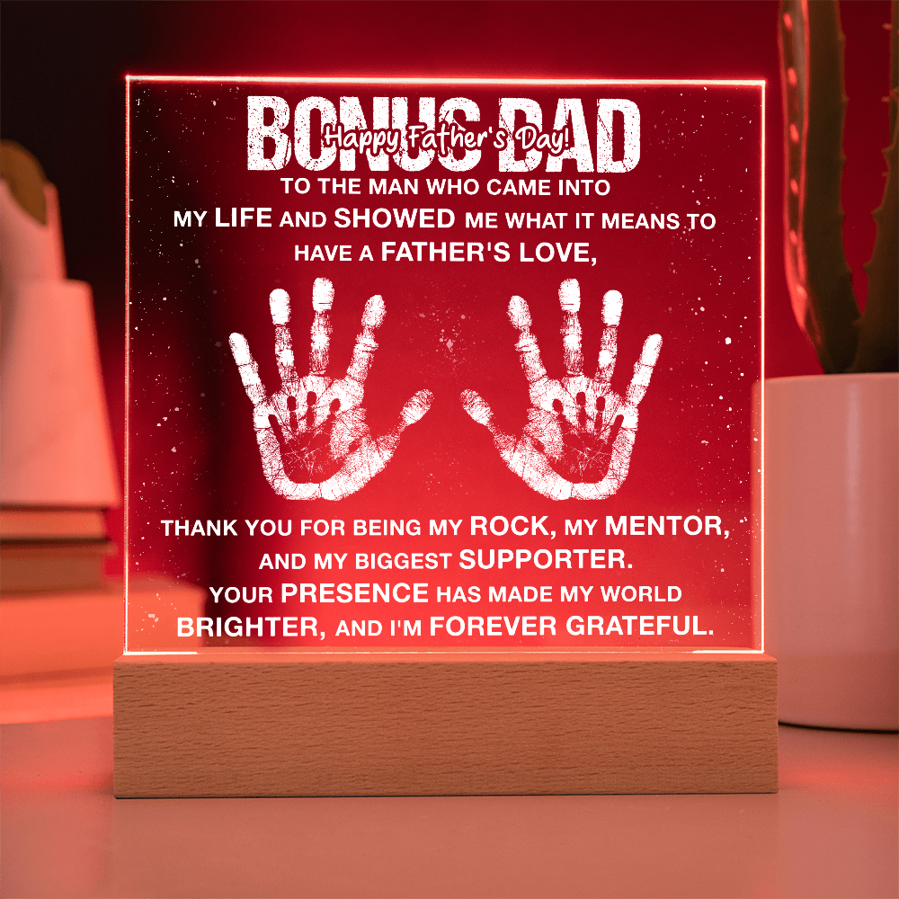 Bonus Dad My Rock and Mentor Father's Day Acrylic Square Plaque