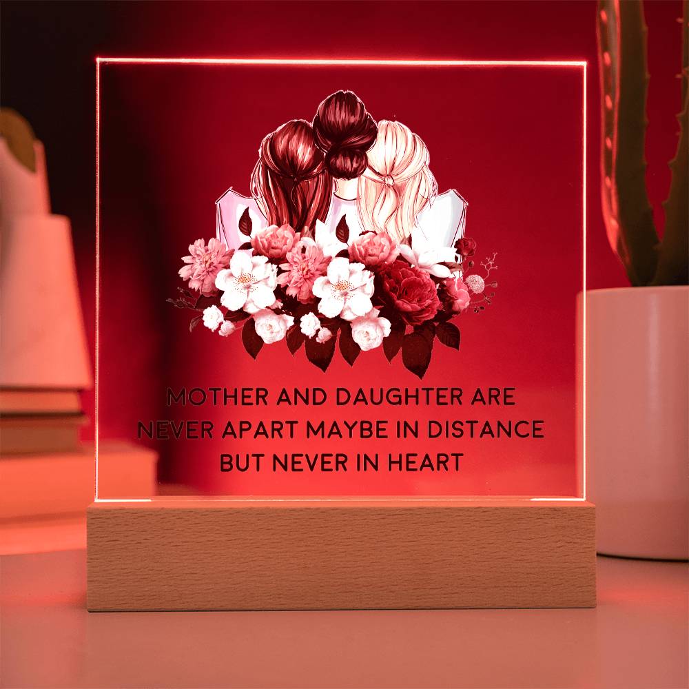 Mother and Daughter Never Apart Floral Acrylic Square Plaque