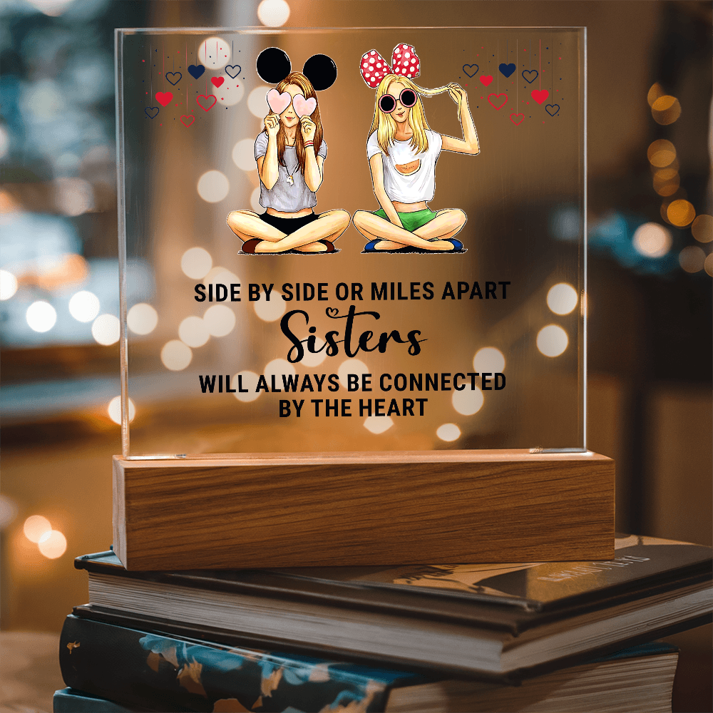 Sisters Side by Side or Miles Apart Acrylic Square Plaque
