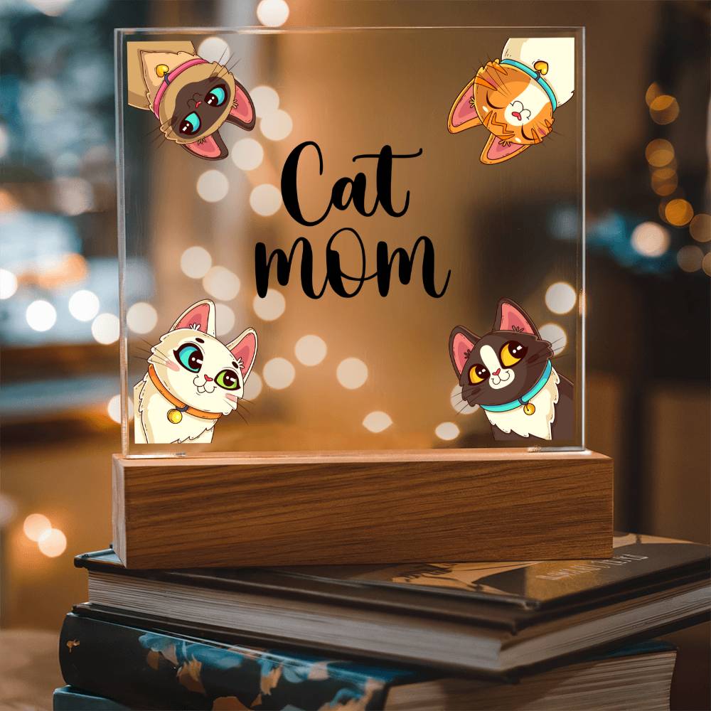 Cat Mum Acrylic Square Plaque