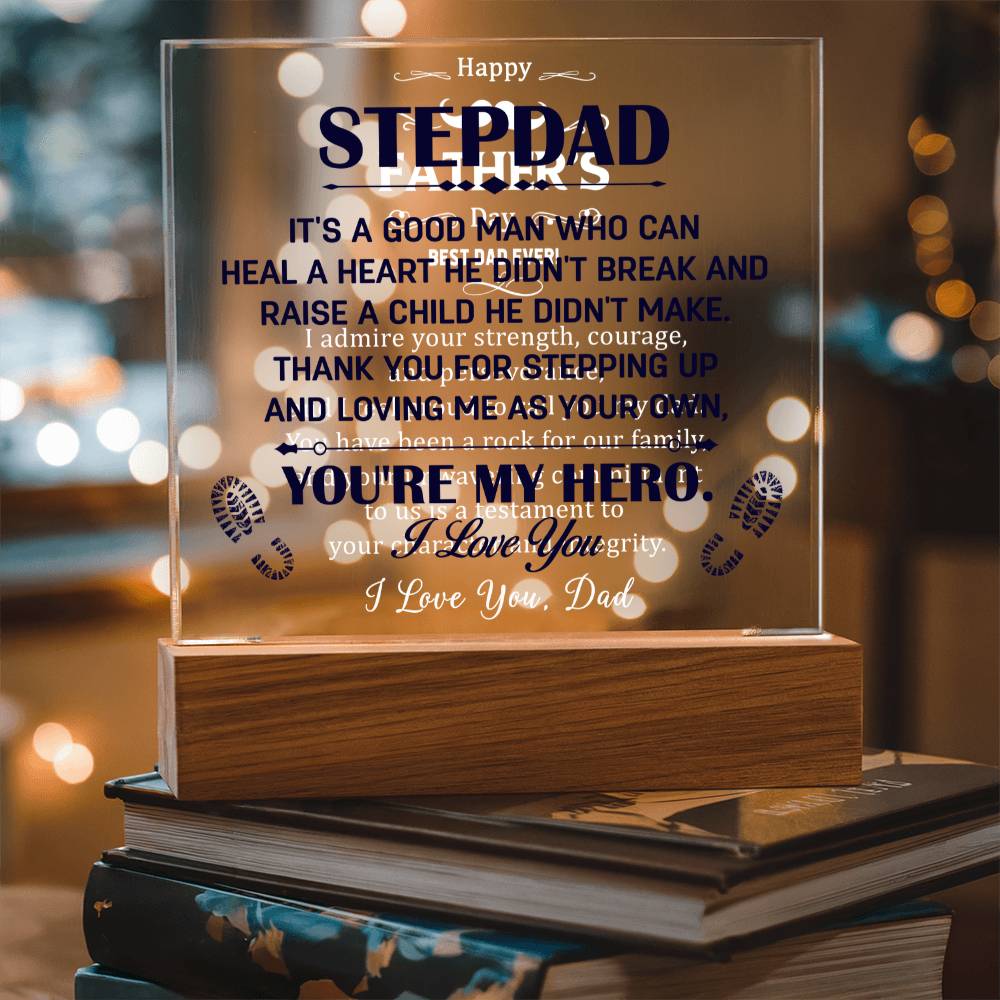 Stepdad You're My Hero Acrylic Square Plaque