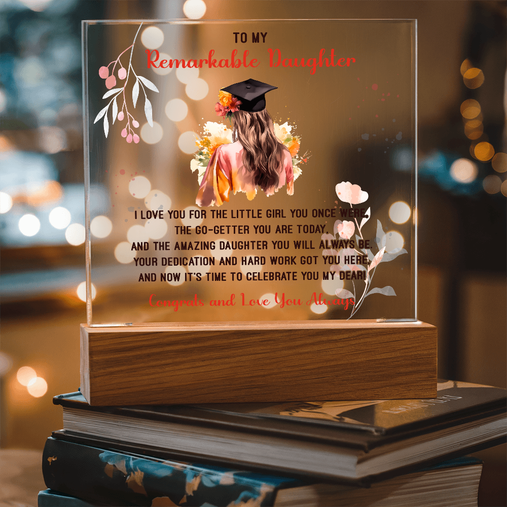 Remarkable Daughter Graduation Congratulations Acrylic Square Plaque