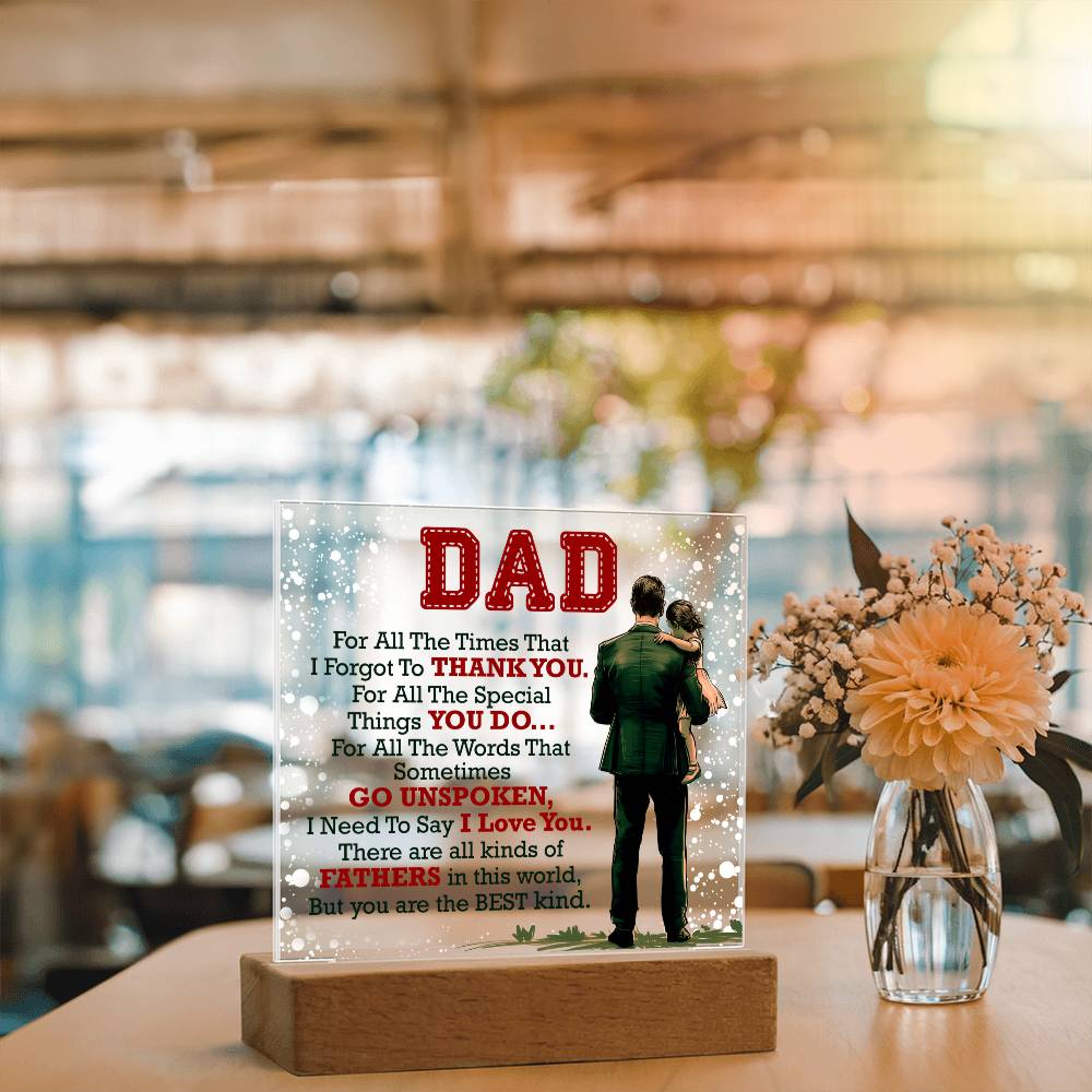 Dad Thank You for All You Do Acrylic Square Plaque