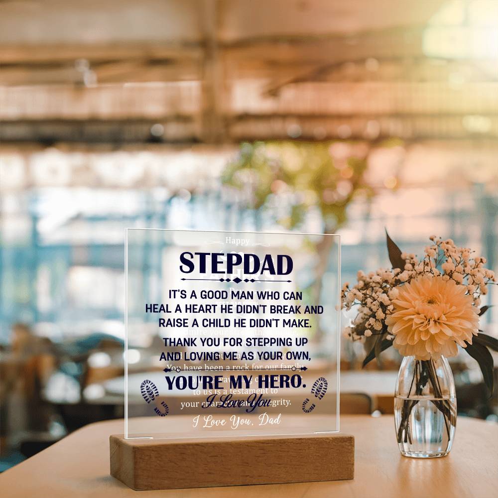 Stepdad You're My Hero Acrylic Square Plaque
