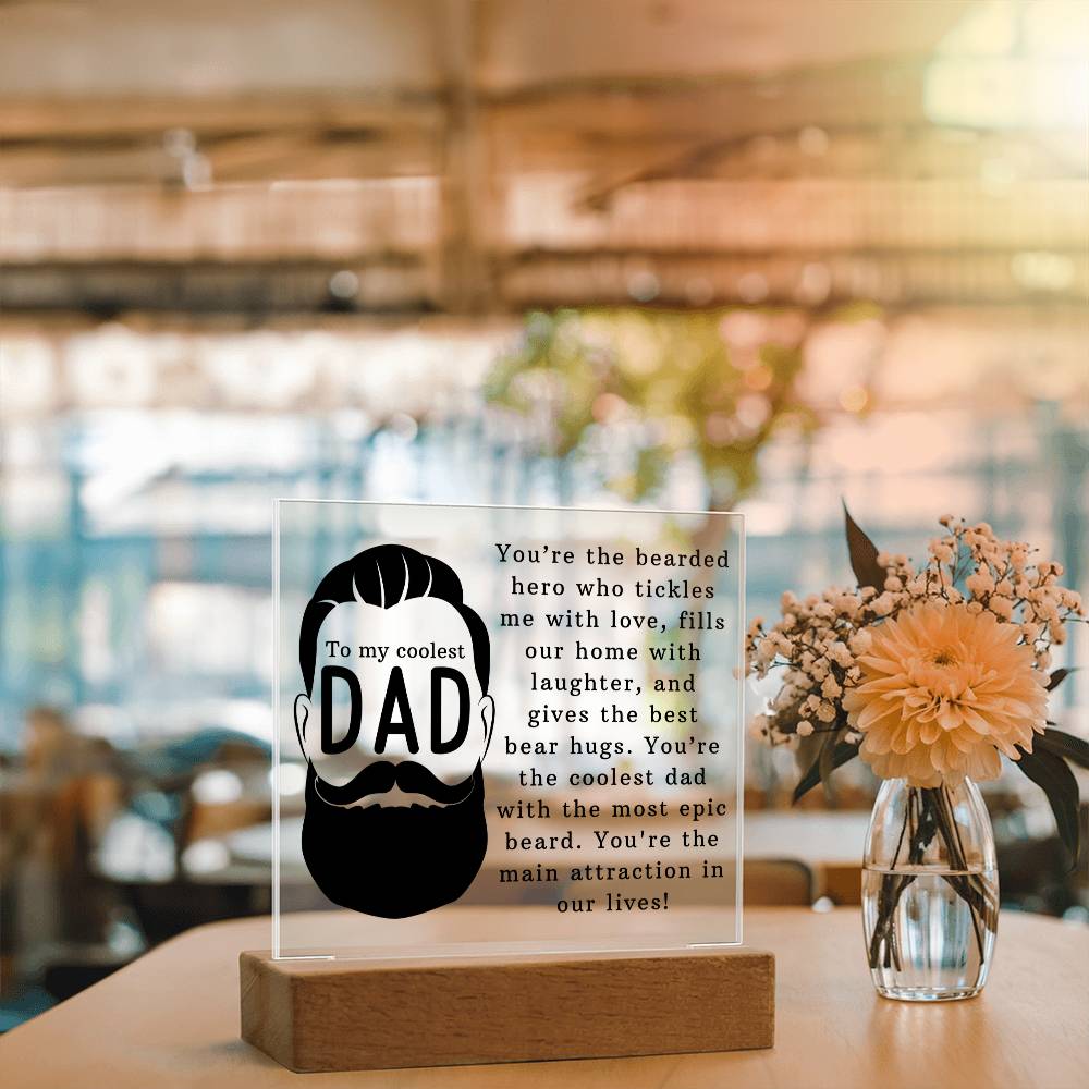 Coolest Bearded Dad Ever Acrylic Square Plaque