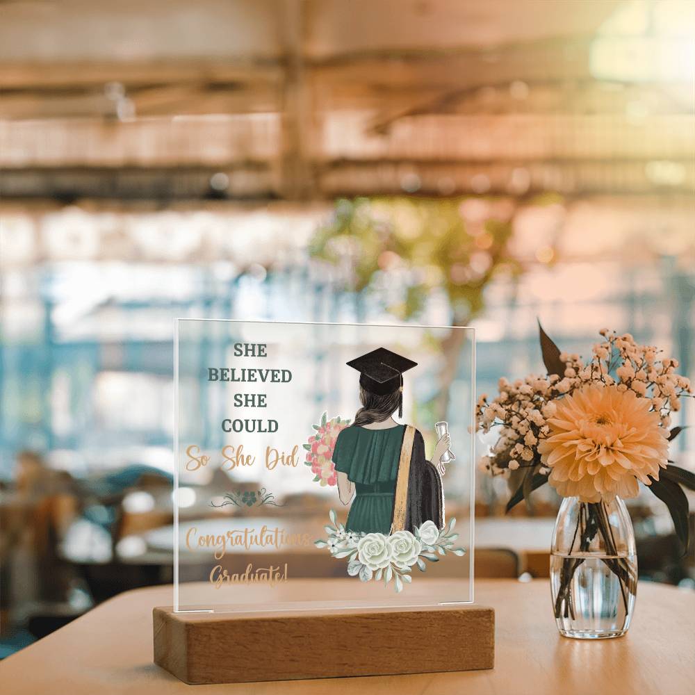 She Believed She Could Graduation Acrylic Square Plaque