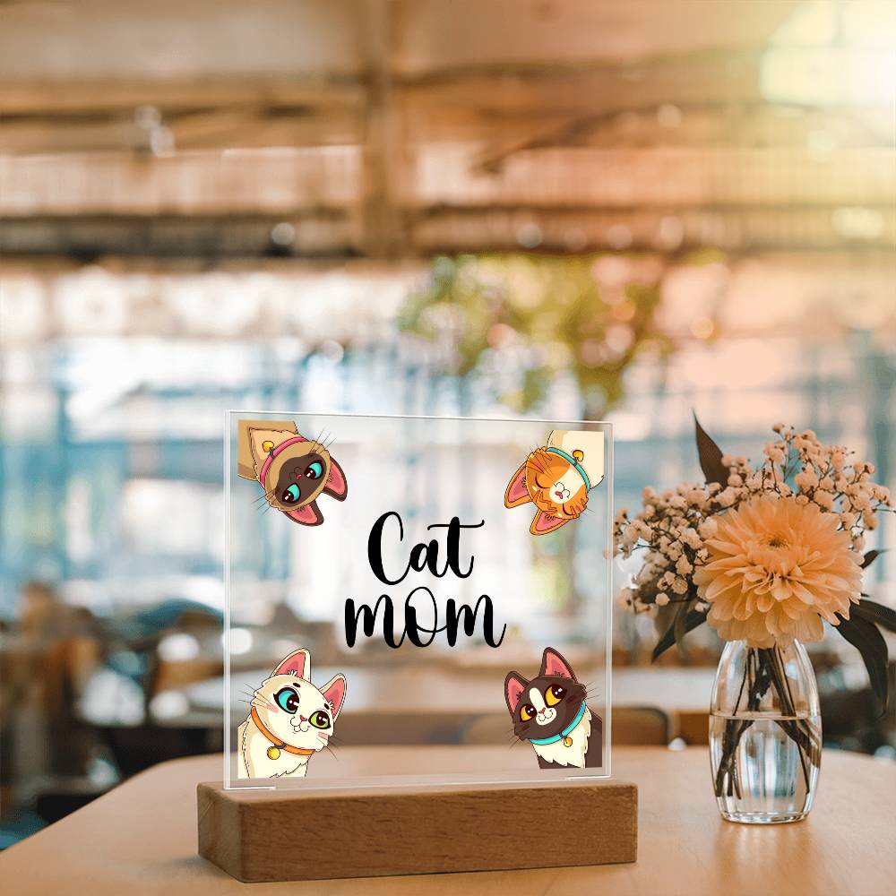 Cat Mum Acrylic Square Plaque