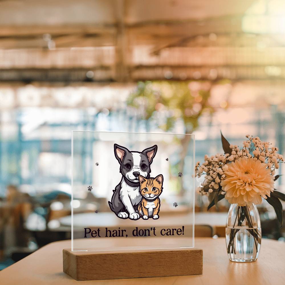 Pet Hair Don't Care Acrylic Square Plaque
