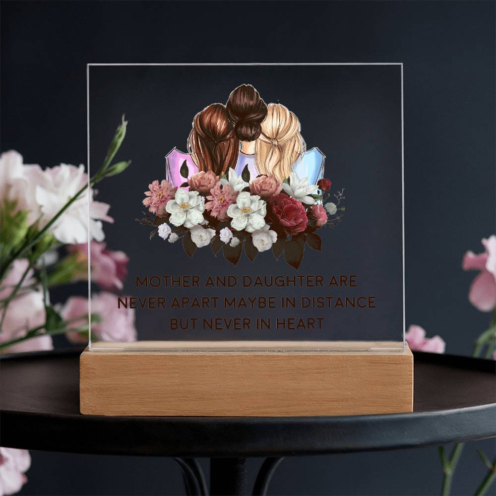 Mother and Daughter Never Apart Floral Acrylic Square Plaque