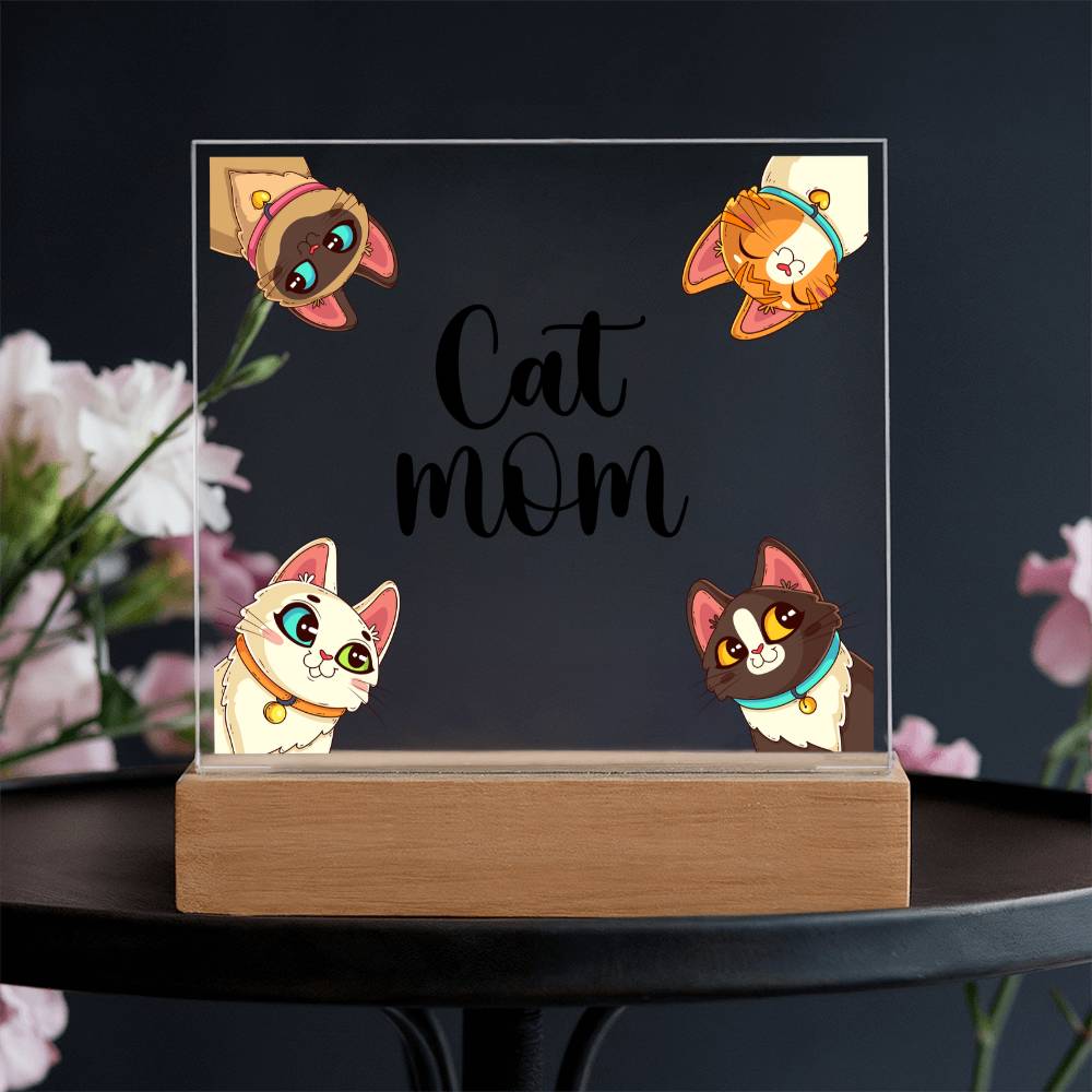 Cat Mum Acrylic Square Plaque