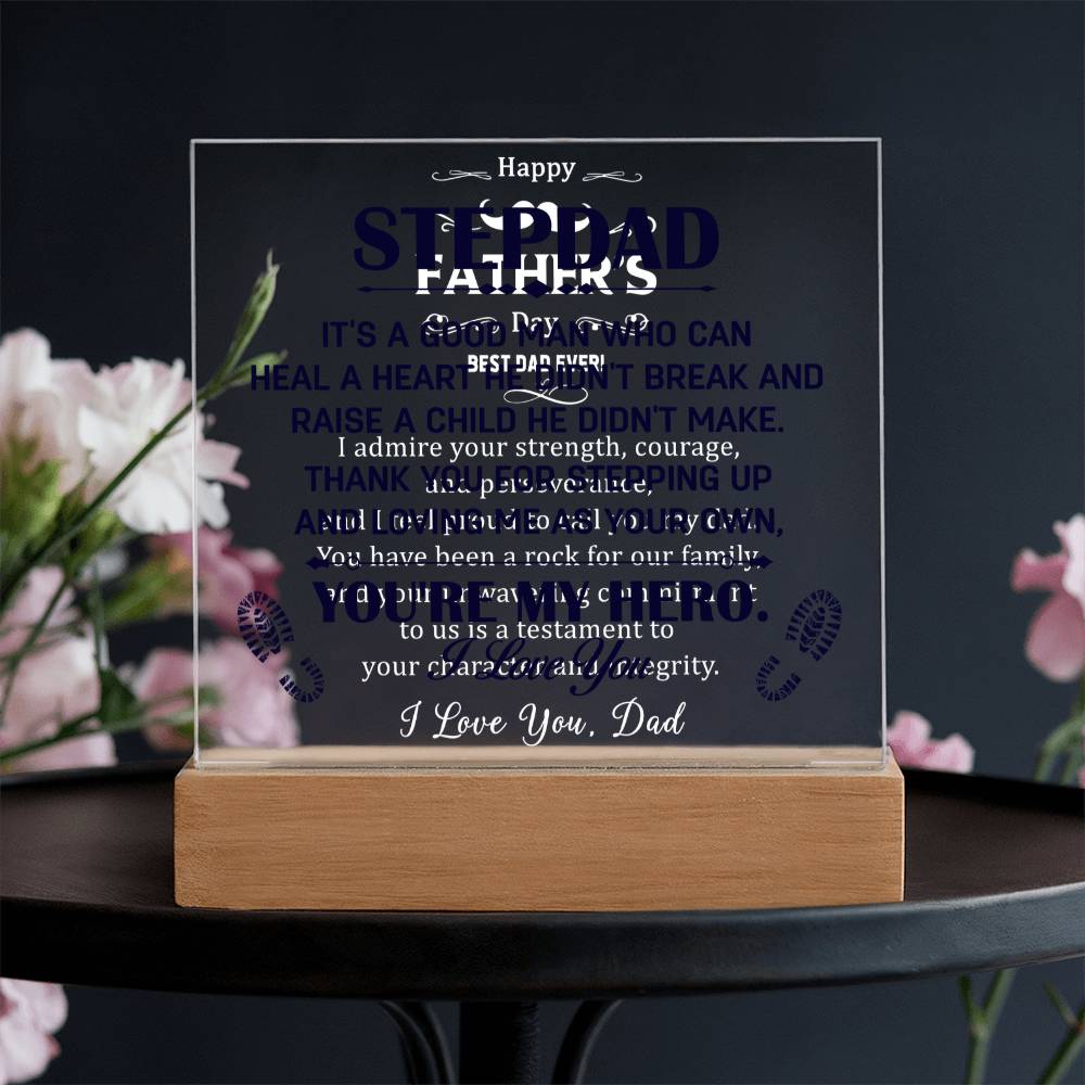 Stepdad You're My Hero Acrylic Square Plaque