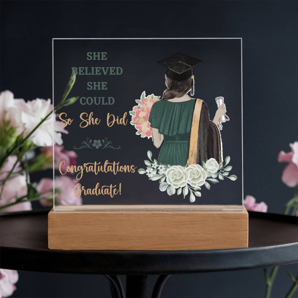 She Believed She Could Graduation Acrylic Square Plaque