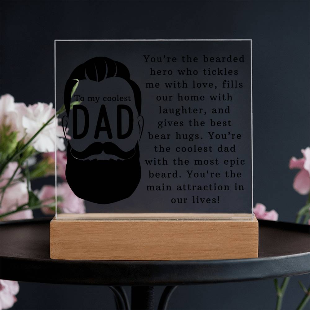 Coolest Bearded Dad Ever Acrylic Square Plaque