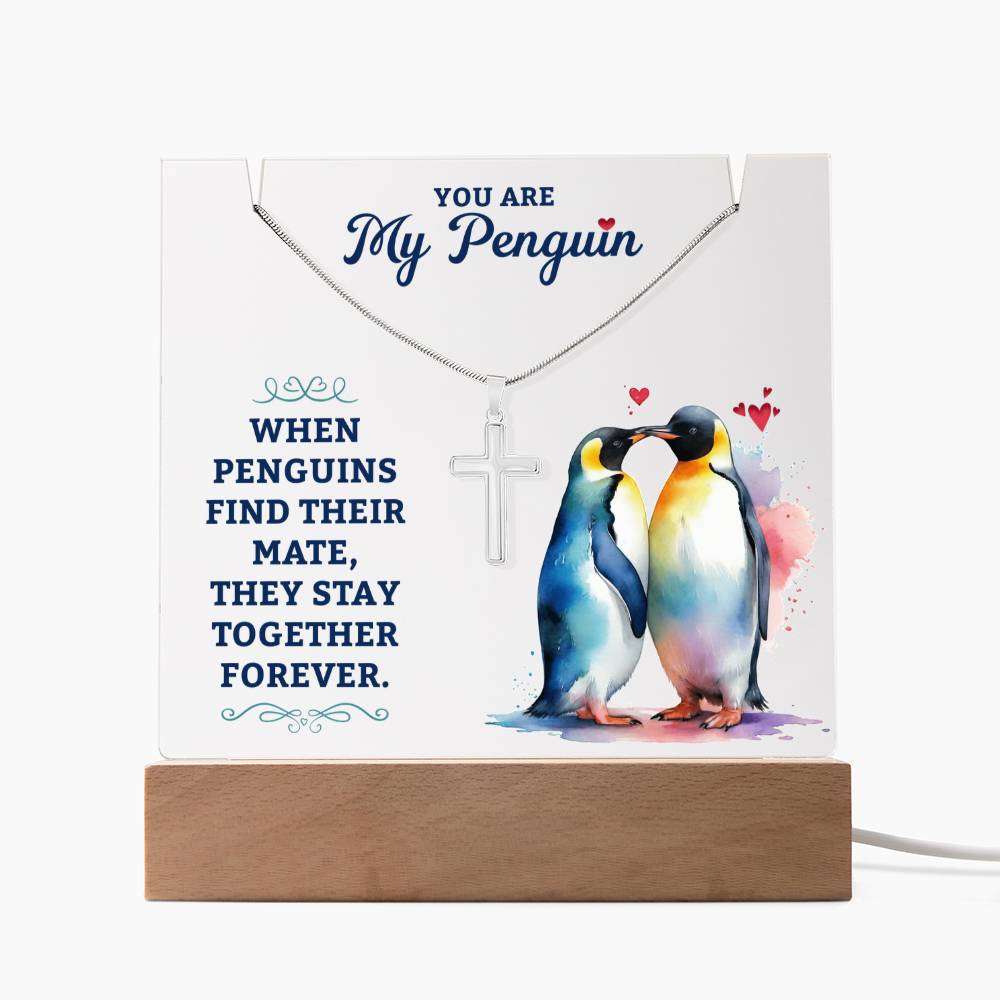 You Are My Penguin Keepsake Acrylic & Stainless Steel Cross Necklace Bundle
