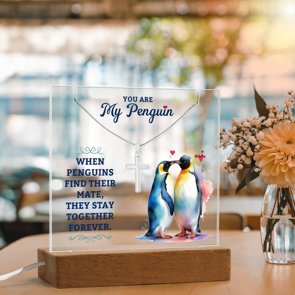 You Are My Penguin Keepsake Acrylic & Stainless Steel Cross Necklace Bundle