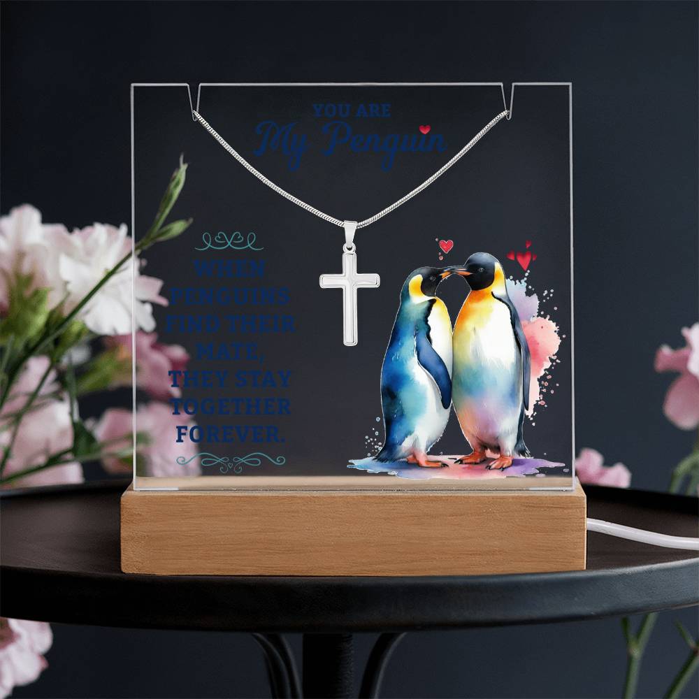 You Are My Penguin Keepsake Acrylic & Stainless Steel Cross Necklace Bundle