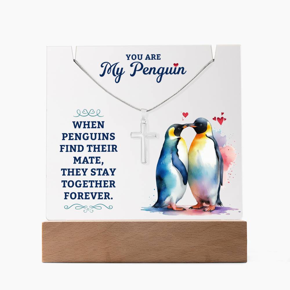 You Are My Penguin Keepsake Acrylic & Stainless Steel Cross Necklace Bundle