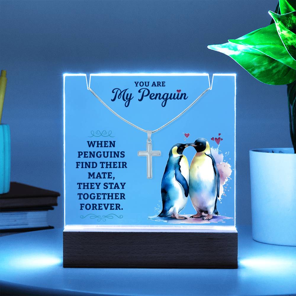 You Are My Penguin Keepsake Acrylic & Stainless Steel Cross Necklace Bundle