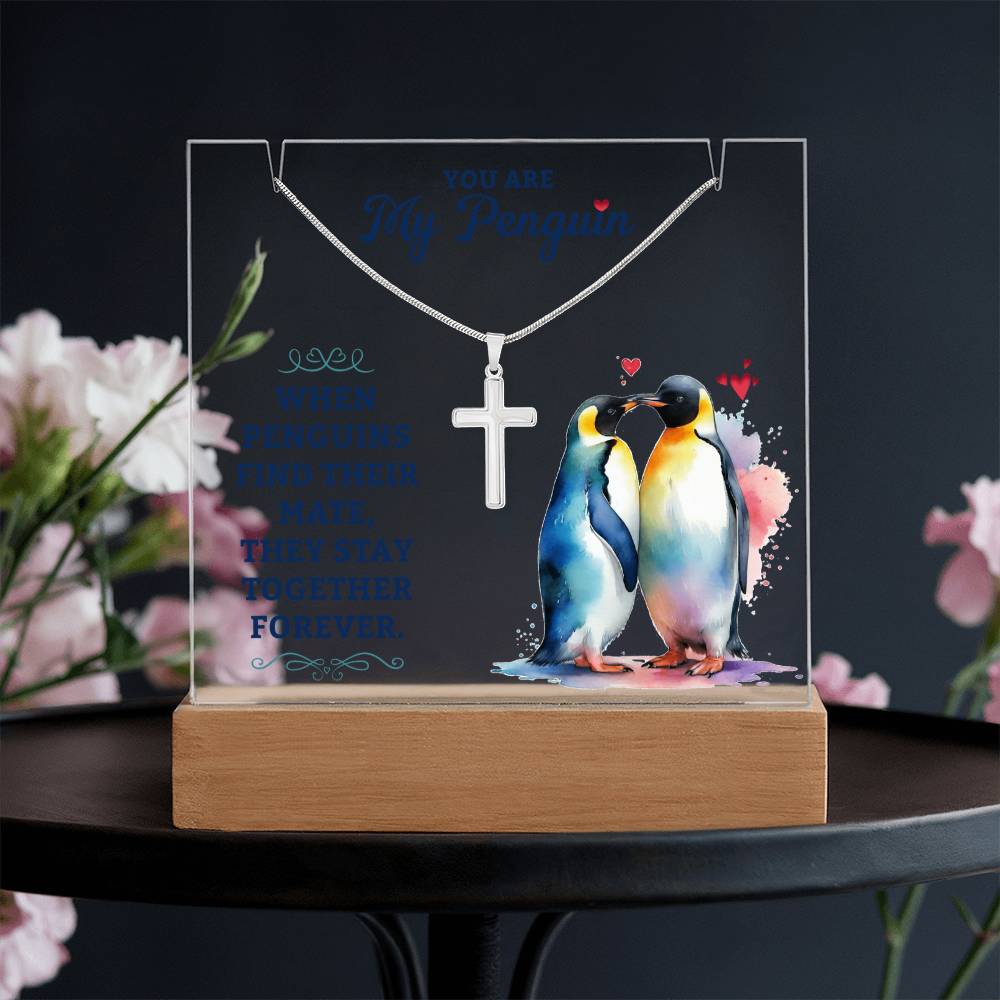 You Are My Penguin Keepsake Acrylic & Stainless Steel Cross Necklace Bundle