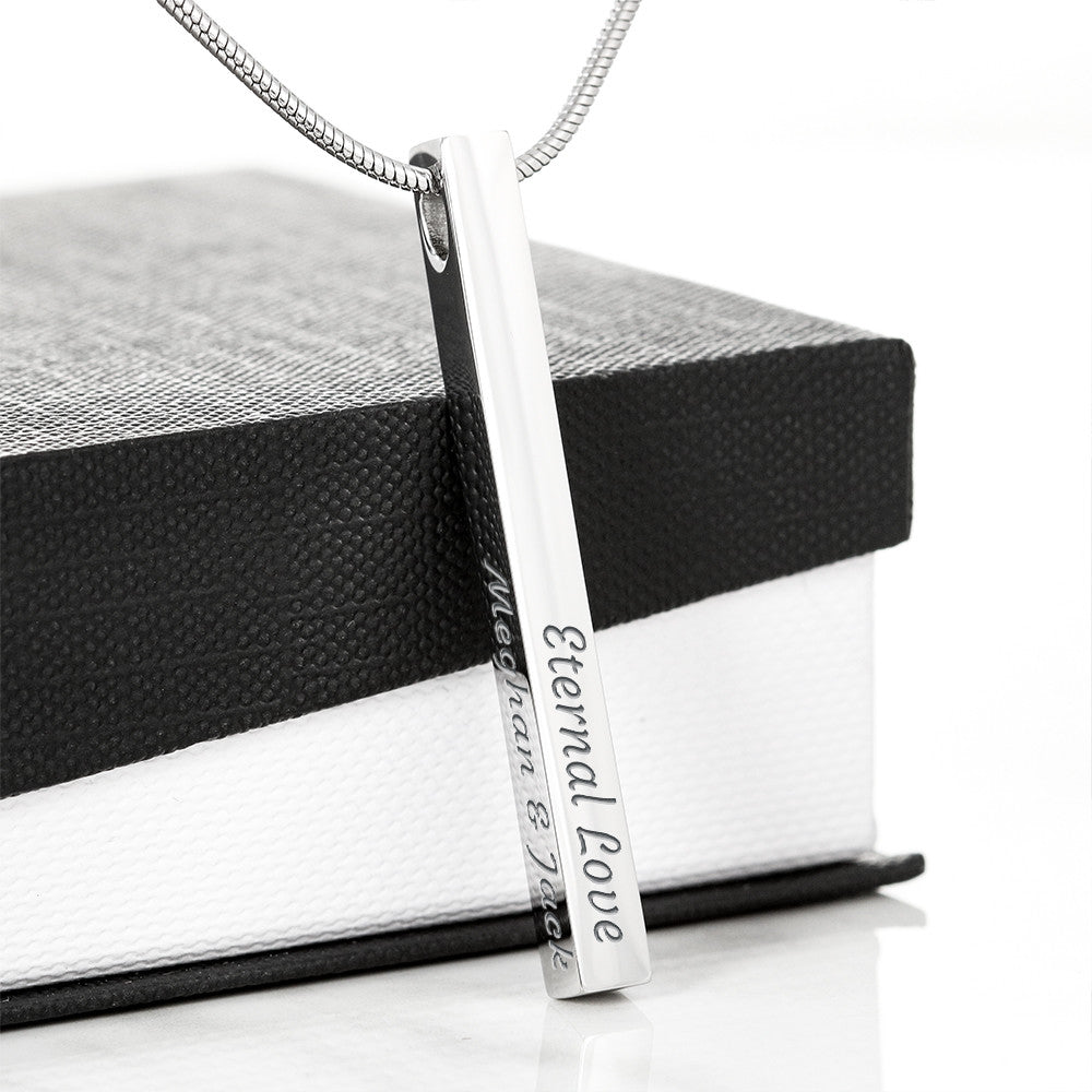 To My Beautiful Wife 4-Sided Stick Necklace - Engraved