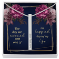 The Day We Married 4-Sided Engraved Stick Necklace