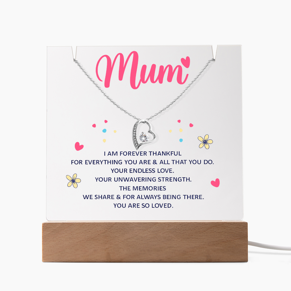 Mum Forever Thankful Keepsake Acrylic & Forever Love Necklace
