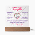 To My Beautiful Daughter Always in My Heart Keepsake Acrylic & Forever Love Necklace