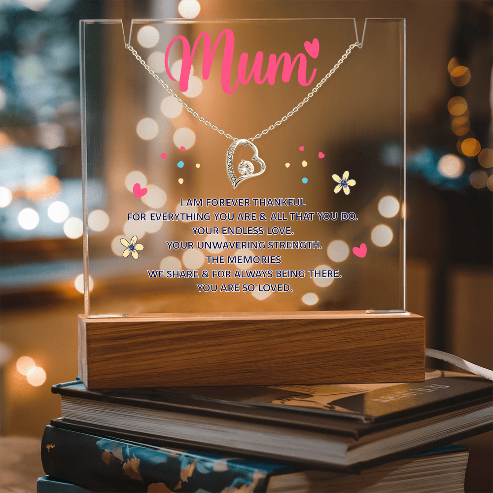 Mum Forever Thankful Keepsake Acrylic & Forever Love Necklace