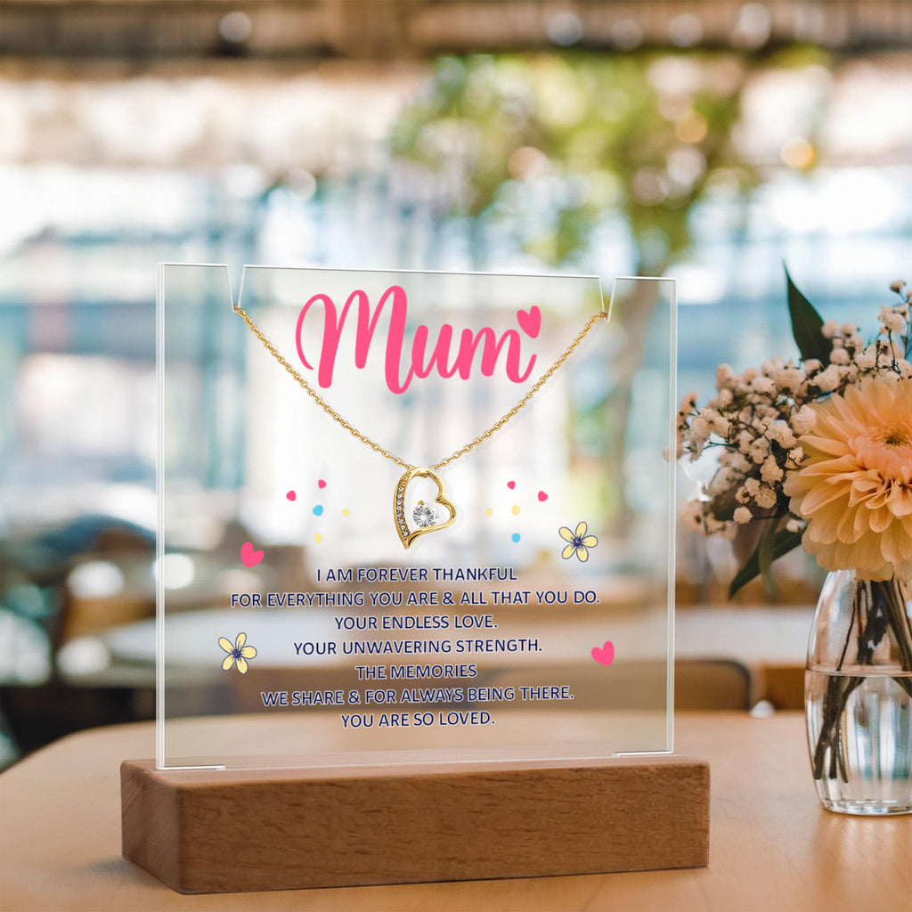 Mum Forever Thankful Keepsake Acrylic & Forever Love Necklace
