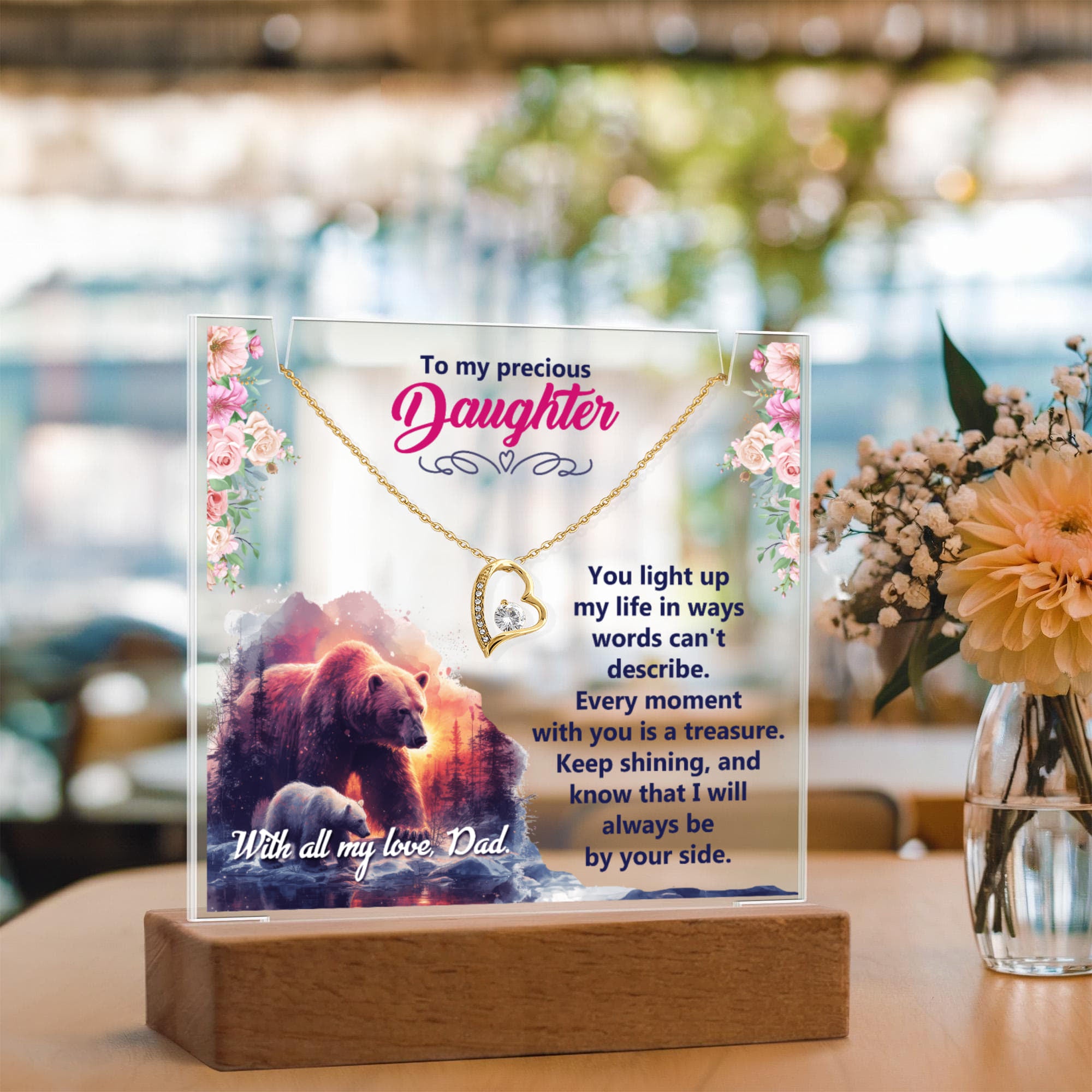 To My Precious Daughter From Dad Keepsake Acrylic & Forever Love Necklace