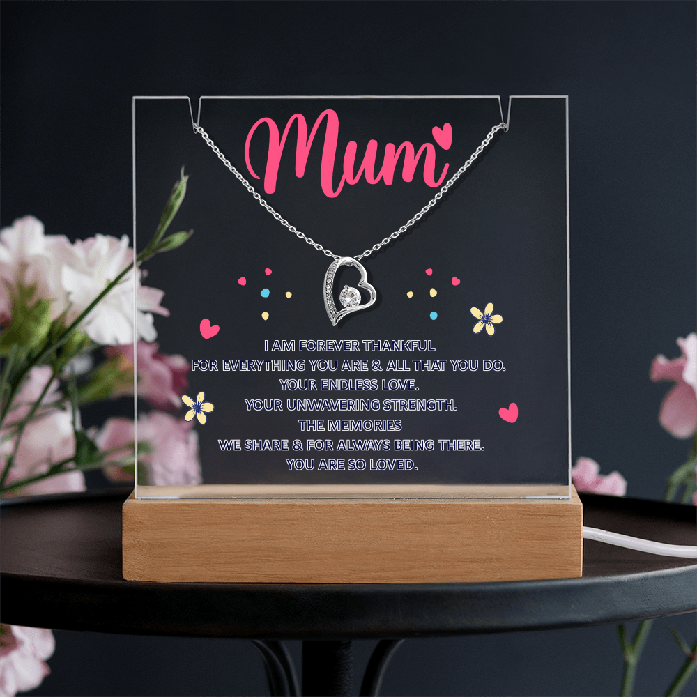 Mum Forever Thankful Keepsake Acrylic & Forever Love Necklace